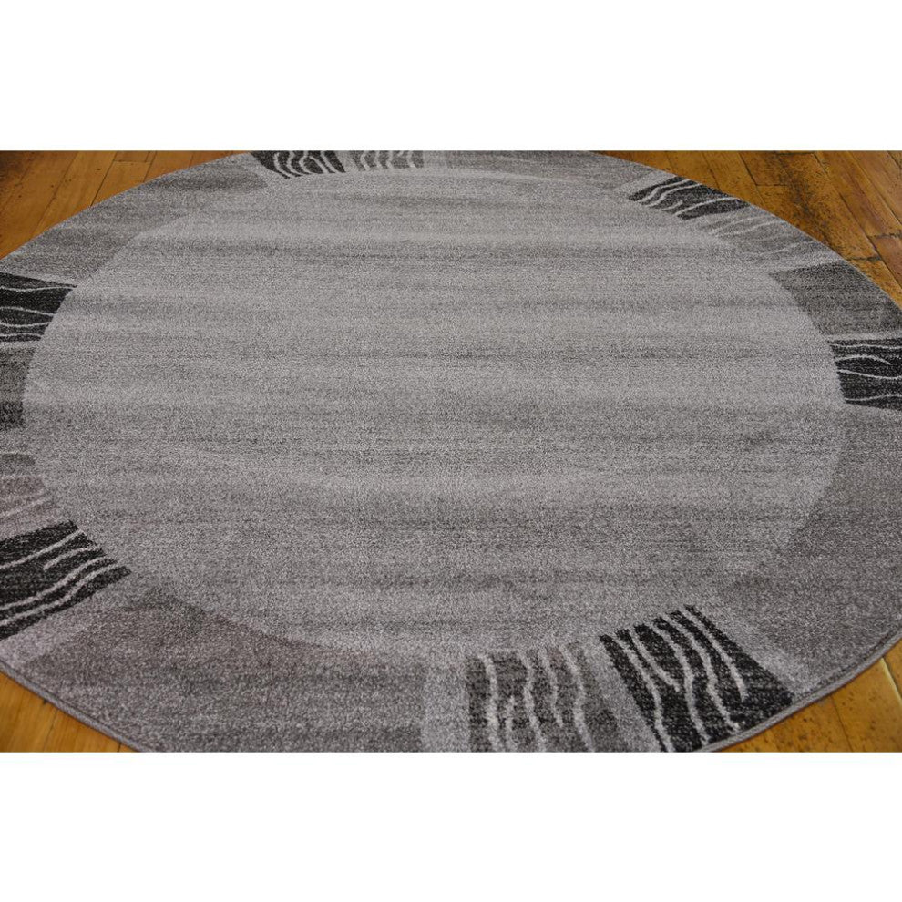 Rug Unique Loom Del Mar Light Gray Round 6' 0 x 6' 0