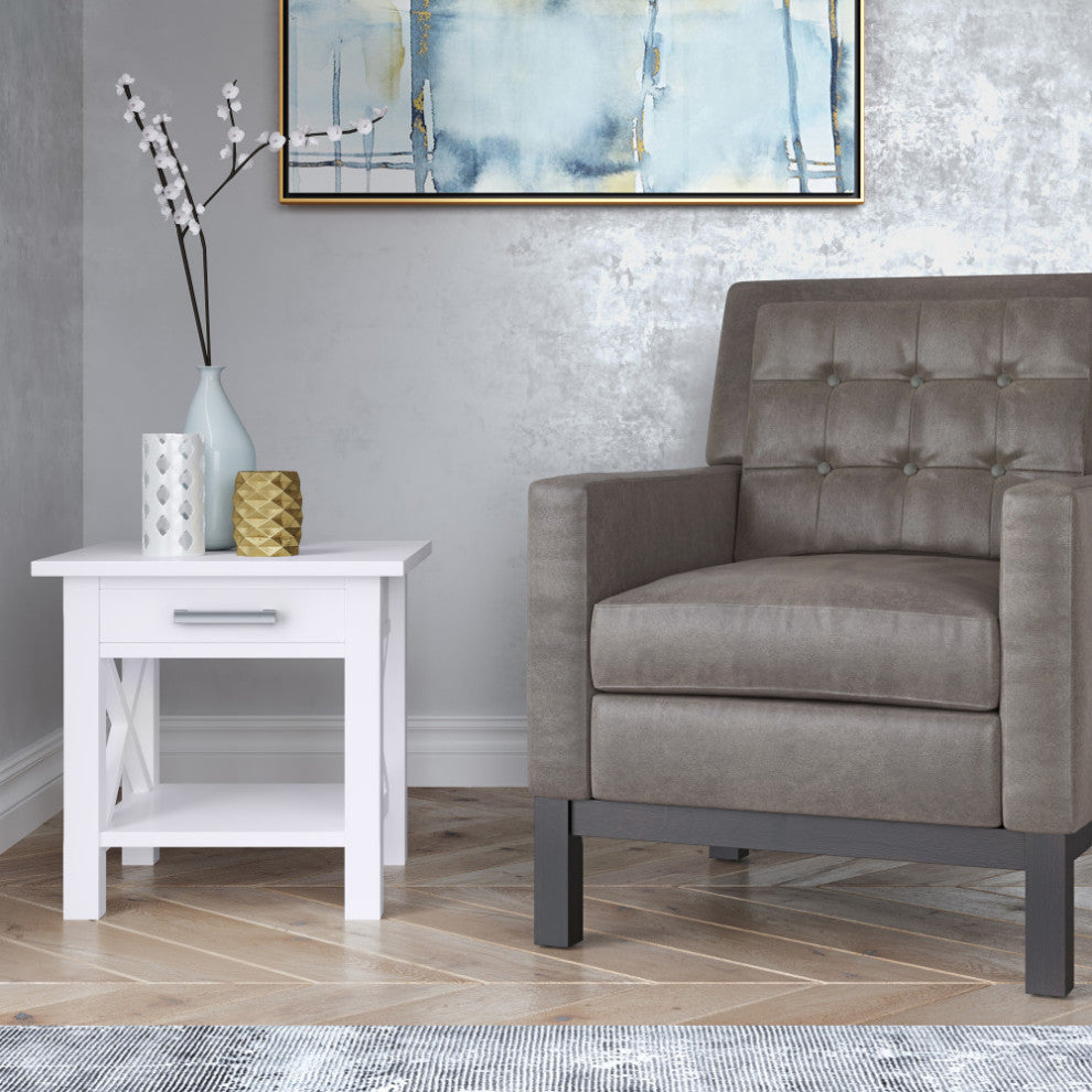 Kitchener SOLID WOOD End Table, White