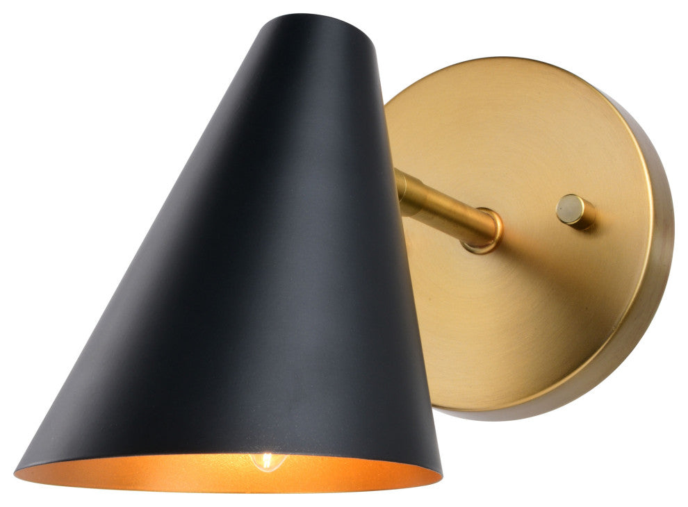 Vaxcel Lighting W0438 Pryce 7" Tall Bathroom Sconce - Matte Black / Satin Brass