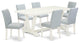 7-Piece Dining Set, 6 Chairs and Dining Table, Linen White