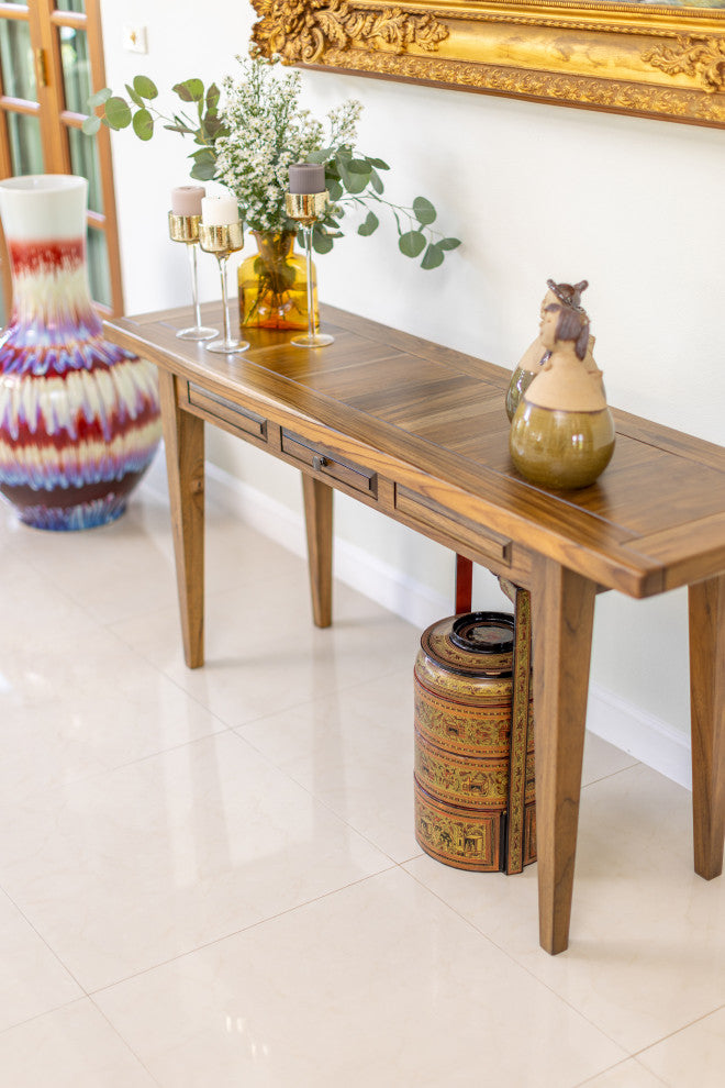 Solid Teak Console Table, 65x18