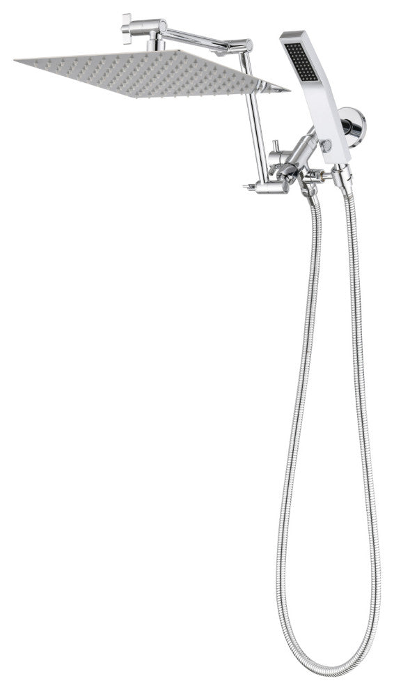 Shower Head Combo with Handheld and 16" Adjustable Extension Arm , Chrome