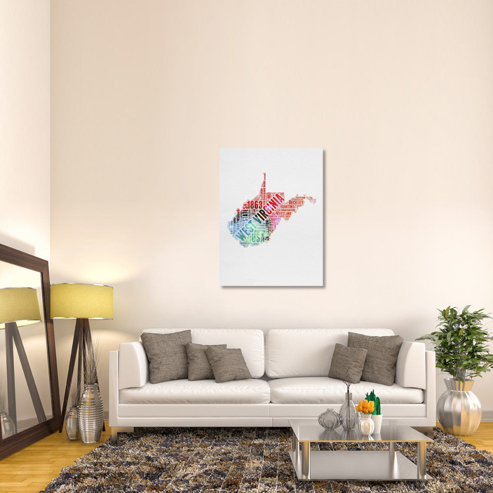 "West Virginia Watercolor Word Cloud" Fine Art Print