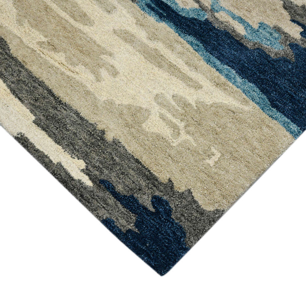 Abstract Gunter Area Rug, Blue, 5' x 8', Abstract