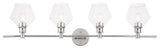 Gene 4 Light Wall Sconce in Chrome & Clear Glass