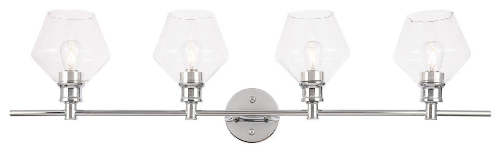 Gene 4 Light Wall Sconce in Chrome & Clear Glass