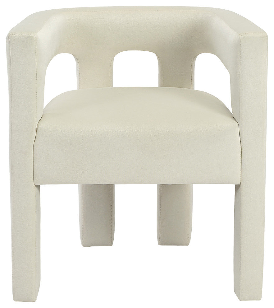 Athena Velvet Upholstered Dining Chair, Cream