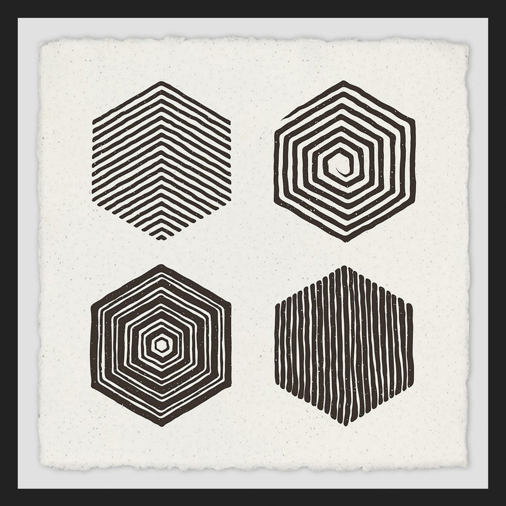 "Hexagons" Framed Painting Print, 12"x12"