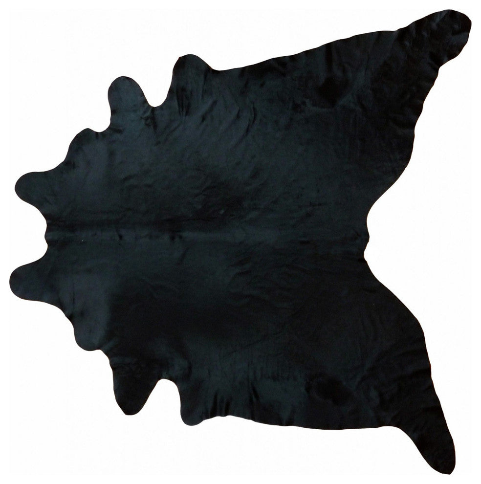 6.5 Ft Black Dyed Brindled Cowhide Rug