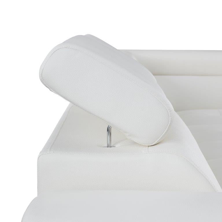 Brooklyn White Leather Air Sectional Right Arm Facing