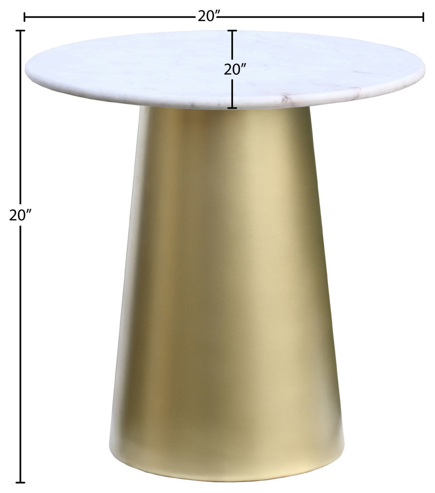 Sorrento End Table, Marble Top, Brushed Gold Metal Base