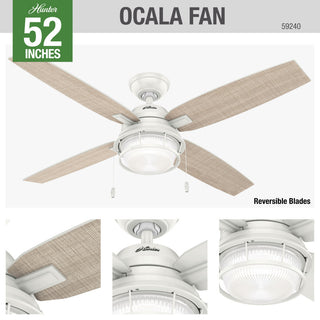 Hunter Fan Company Ocala Fresh White Ceiling Fan With Light, 52"