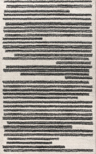 Khalil Modern Berber Stripe Area Rug, Cream/Black, 8 X 10