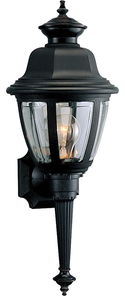 Progress Lighting 1-Light Wall Lantern With Clear BeveLED Acrylic Cur, Black