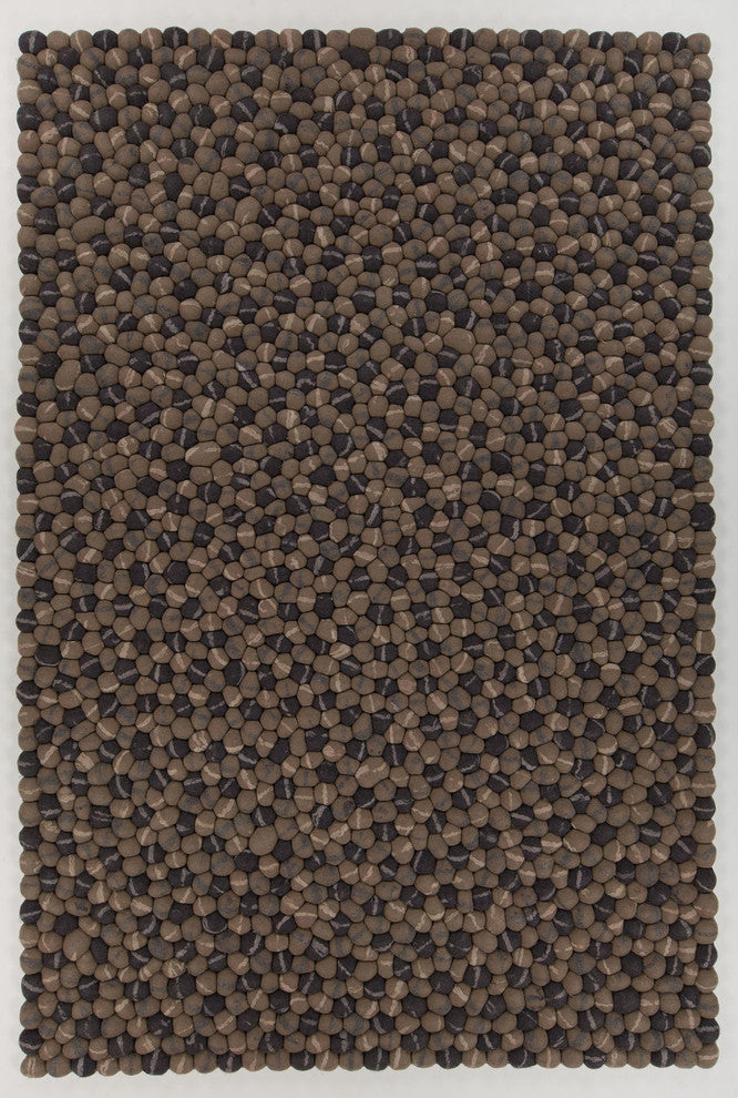 Pebbles Handwoven Contemporary Wool Rug, Brown/Gray, Rectangular 5'x7'6