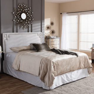 Geneva Modern Grayish Beige Fabric Upholstered King Size Headboard