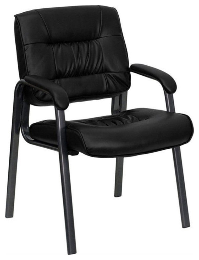 Flash Furniture Executive Side Guest Chair in Black with Titanium Frame