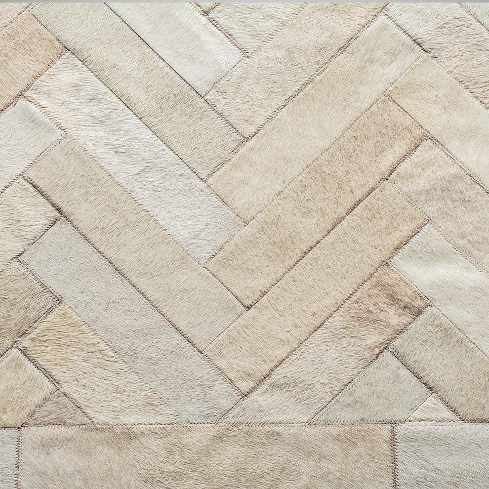 Cowhide Patchwork Rug, Plutus, Neutral, 6'x9'