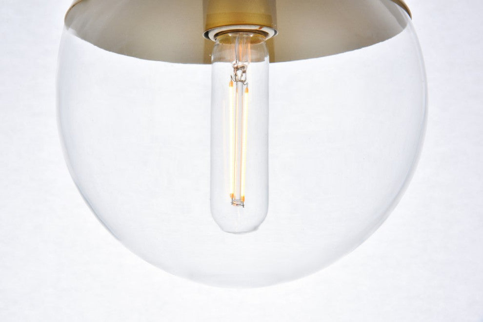 Elsa 1-Light Brass Plug-In Pendant With Clear Glass