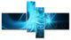 Shining Bright Blue on Black, Abstract Wall Art Canvas, 60"x32", 4 panels