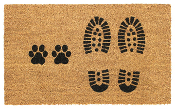 Black Machine Tufted Paws Doormat, 18" x 30"