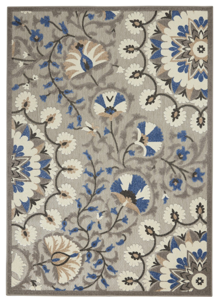 5' X 7' Grey/Multi Floral Indoor Outdoor Area Rug