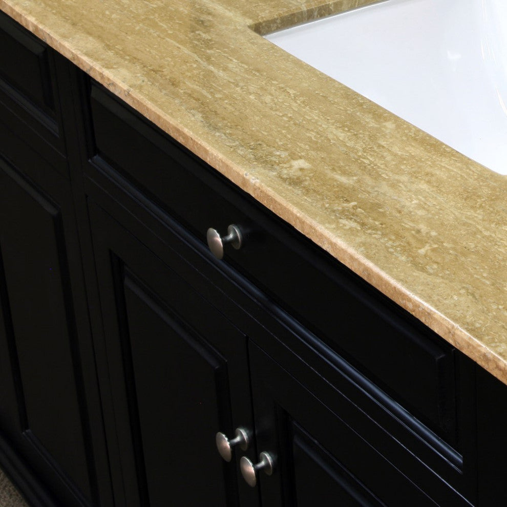 62" Double Sink Vanity-Wood-Ebony