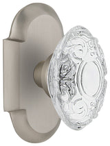 Cottage Plate Double Dummy Crystal Victorian Knob, Satin Nickel, COTCVI