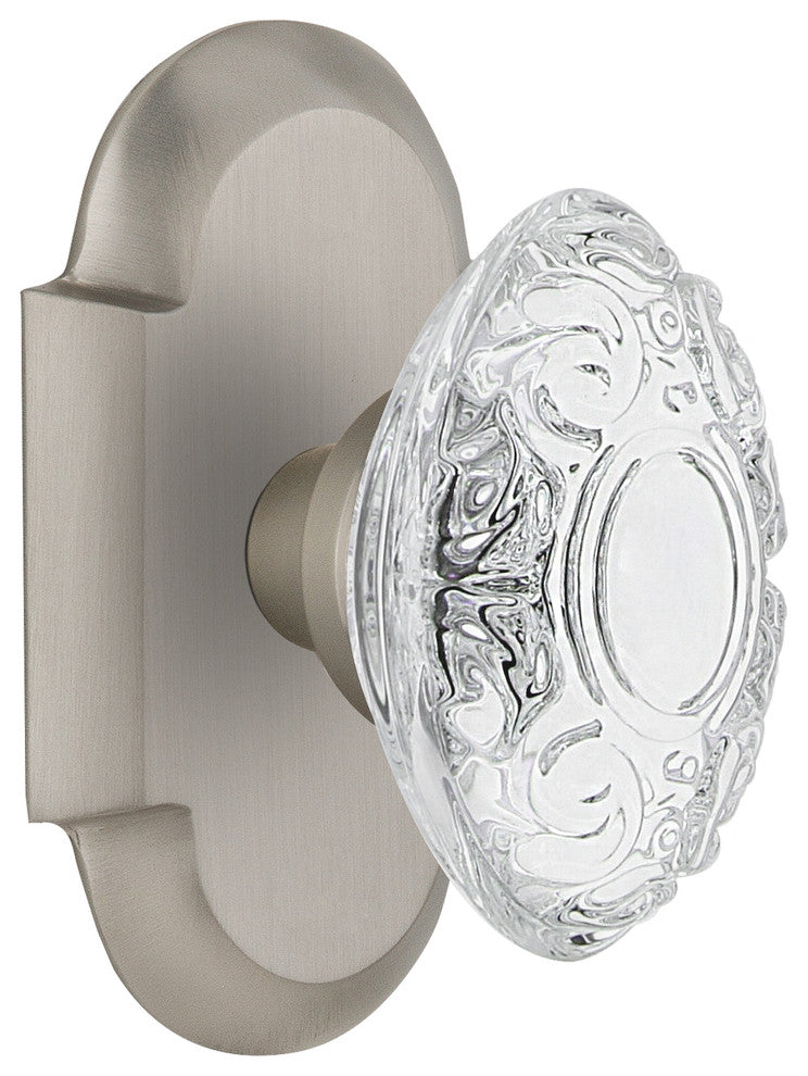 Cottage Plate Double Dummy Crystal Victorian Knob, Satin Nickel, COTCVI