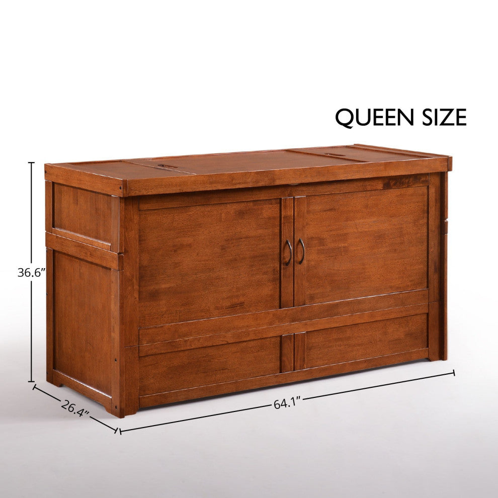 Cube Queen Size Murphy Bed Cabinet, Cherry