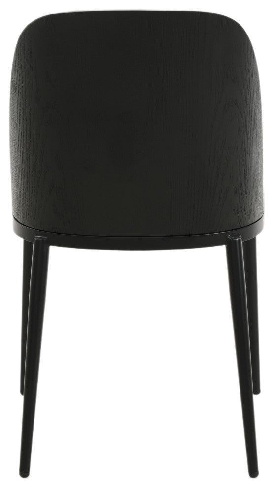 LeisureMod Tule Dining Side Chair With Upholstered Seat and Steel Frame, Black/Platinum Blue