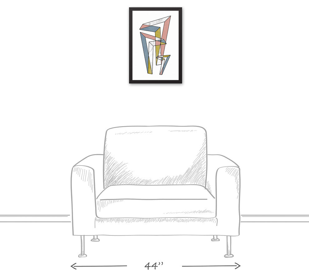 Indestructible Dimension Geometric Abstract 12x18 Black Framed Canvas