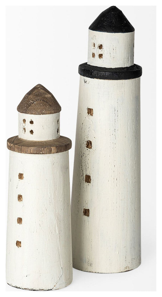 Abner, Large, 4Lx4W White Wooden Coastal Lighthouse