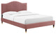 Juniper Channel Tufted Performance Velvet Twin Platform Bed, Dusty Rose