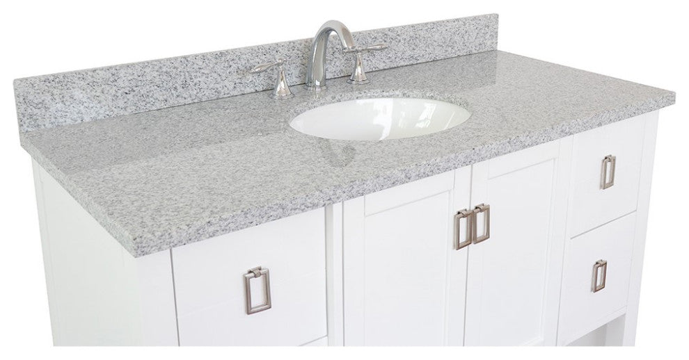 49" Single Vanity, White Finish With Gray Granite Top