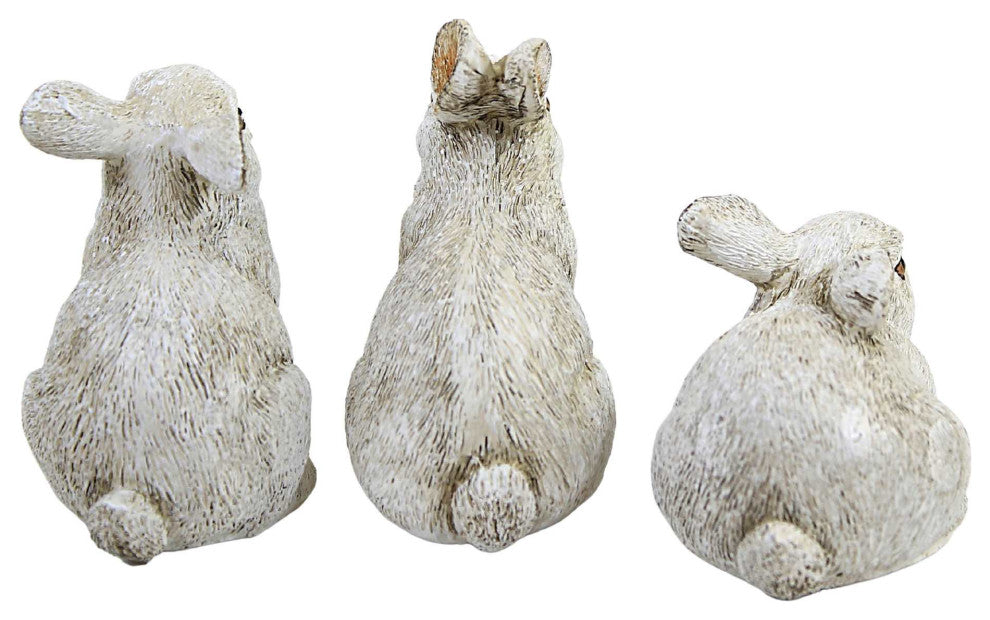 Easter Bunny Family Figurines Polyresin Set Of 3 Rabbit 20350A