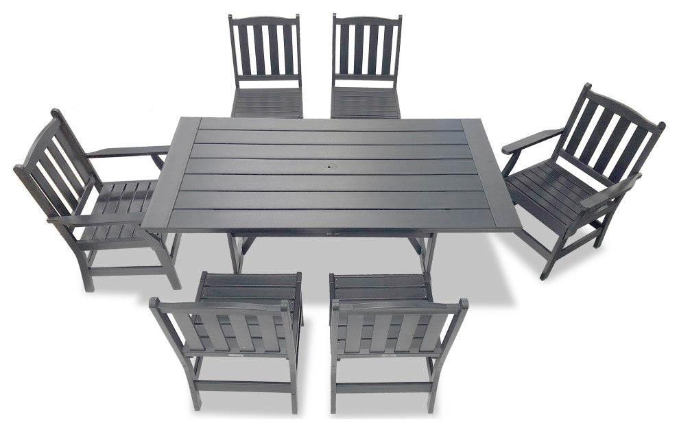 LuXeo Tuscany HDPE Dining Set, Gray, 7-Piece