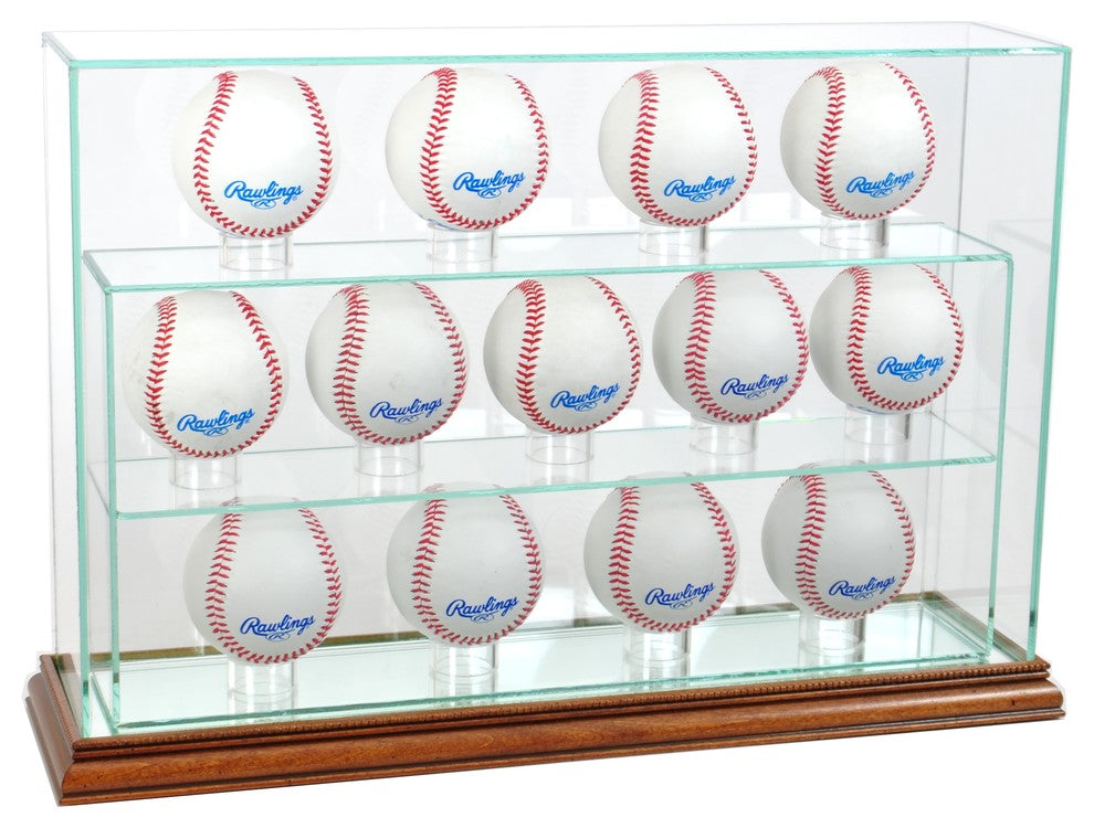 13 Baseball Upright Display Case, Walnut