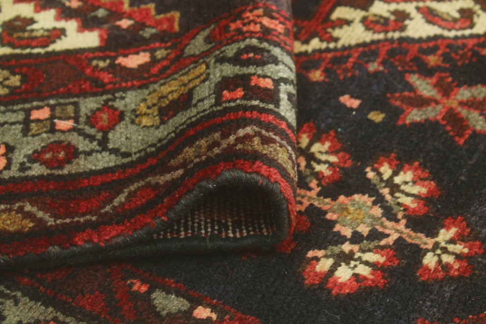 Fine Vintage Distressed Talha Charcoal/Red Runner, 3'8 x 9'4