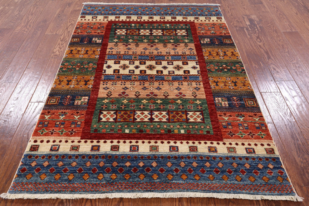 4' 3" X 6' 1" Tribal Persian Gabbeh Wool Rug Q4881