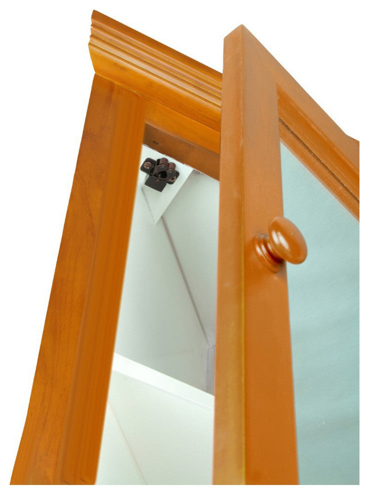 Bathroom Medicine Cabinet with Mirror Golden Oak Hardwood Corner Wall Mount