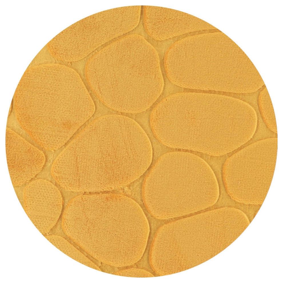 Bath Rug Memory Foam Mat 3D Pebble 32"x20", Yellow Mustard, Bath Mat