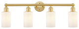 Clymer 4-Light 31" Bath Vanity Light, Satin Gold, Matte White Shade