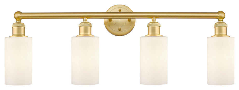 Clymer 4-Light 31" Bath Vanity Light, Satin Gold, Matte White Shade