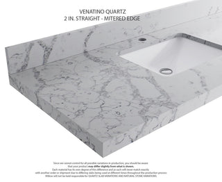 Paris 48" Single Sink Bathroom Vanity, Black 2" Venatino Quartz
