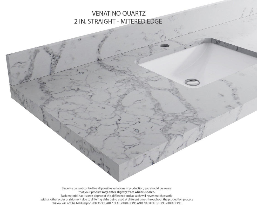 Paris 48" Single Sink Bathroom Vanity, Black 2" Venatino Quartz