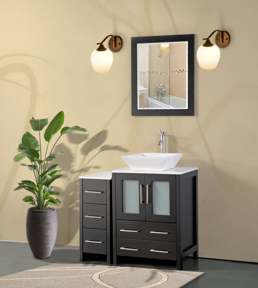 Vanity Art Bathroom Vanity Set With Sink, Espresso, 36", Led Sensor-Switch Mirror
