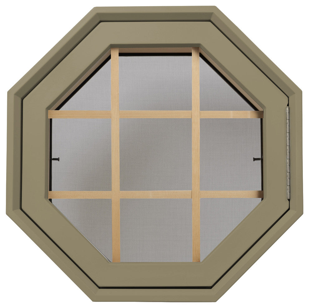 Rambler Breeze 4 Season Poly Window, Grille, Hinged Right, Sand, Clear Glass