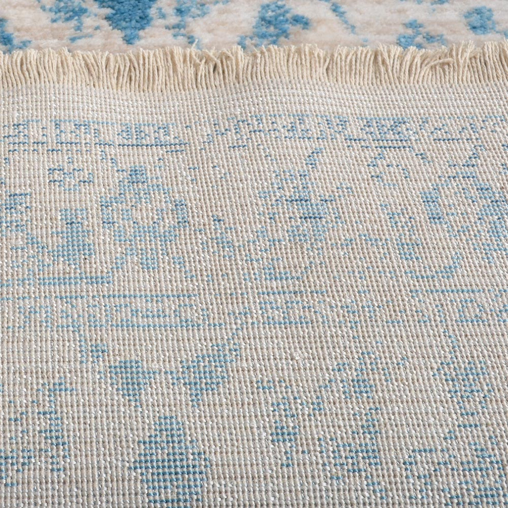 MACHINE MADE POLYESTER AREA RUGS  -Ivory Blue Color, Oriental ,Living room rugs