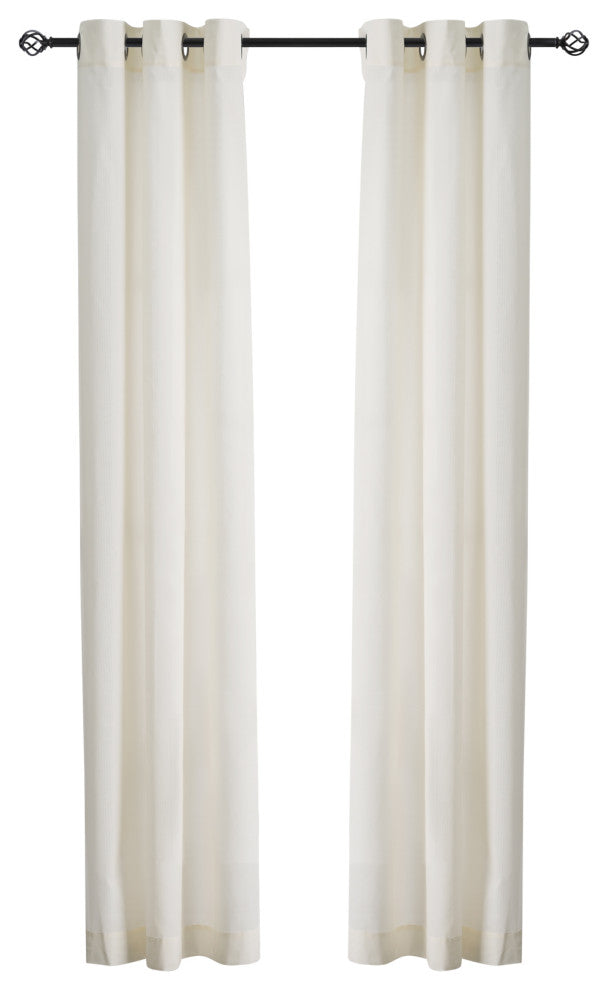 Serenity 80" x 84"  Striped Semi Sheer Grommet Panel Pair, Natural